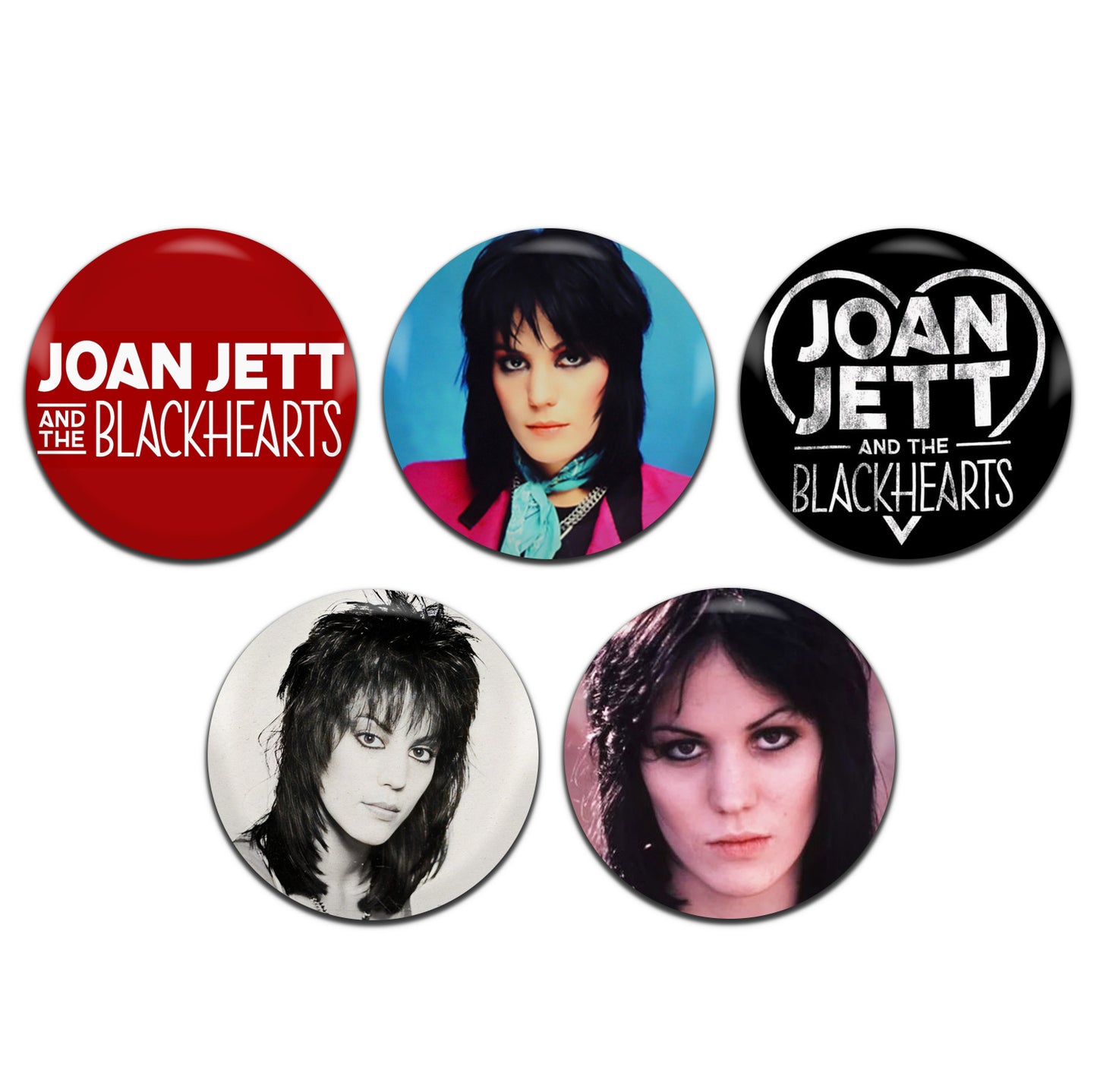 Joan Jett & The Blackhearts Punk Rock 70's 80's 25mm / 1 Inch D-Pin Button Badges (5x Set)