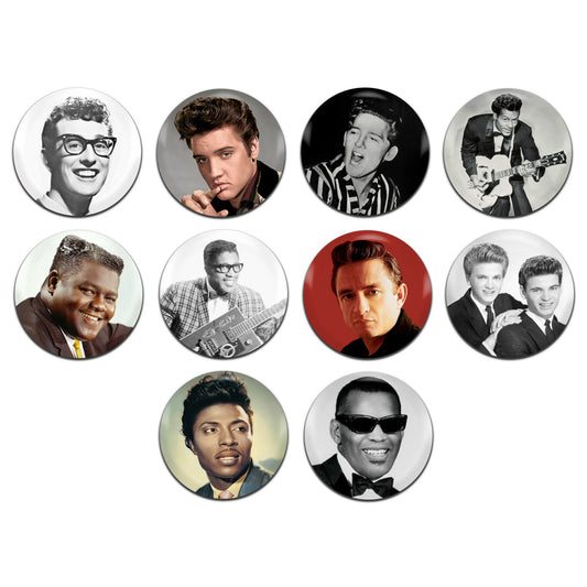 50's Rock And Roll 25mm / 1 Inch D-Pin Button Badges (10x Set)