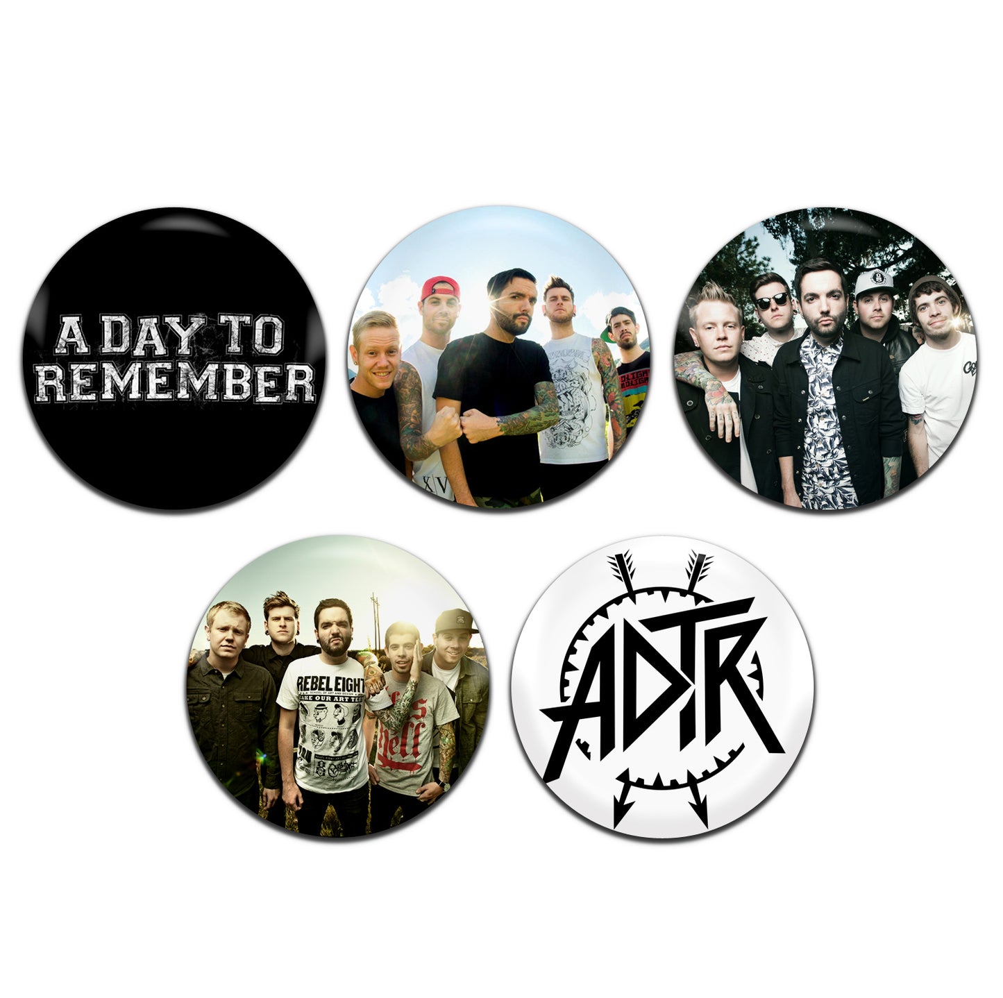 A Day To Remember Metalcore Pop-Punk Alternative Rock Band 25mm / 1 Inch D-Pin Button Badges (5x Set)
