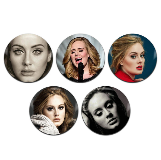 Adele Pop Singer 00's 25mm / 1 Inch D-Pin Button Badges (5x Set)