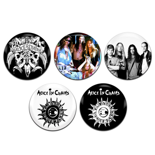 Alice In Chains Grunge Rock Band Metal Alternative 90's 25mm / 1 Inch D-Pin Button Badges (5x Set)