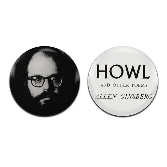 Allen Ginsberg Howl Beat Poetry 25mm / 1 Inch D-Pin Button Badges (2x Set)