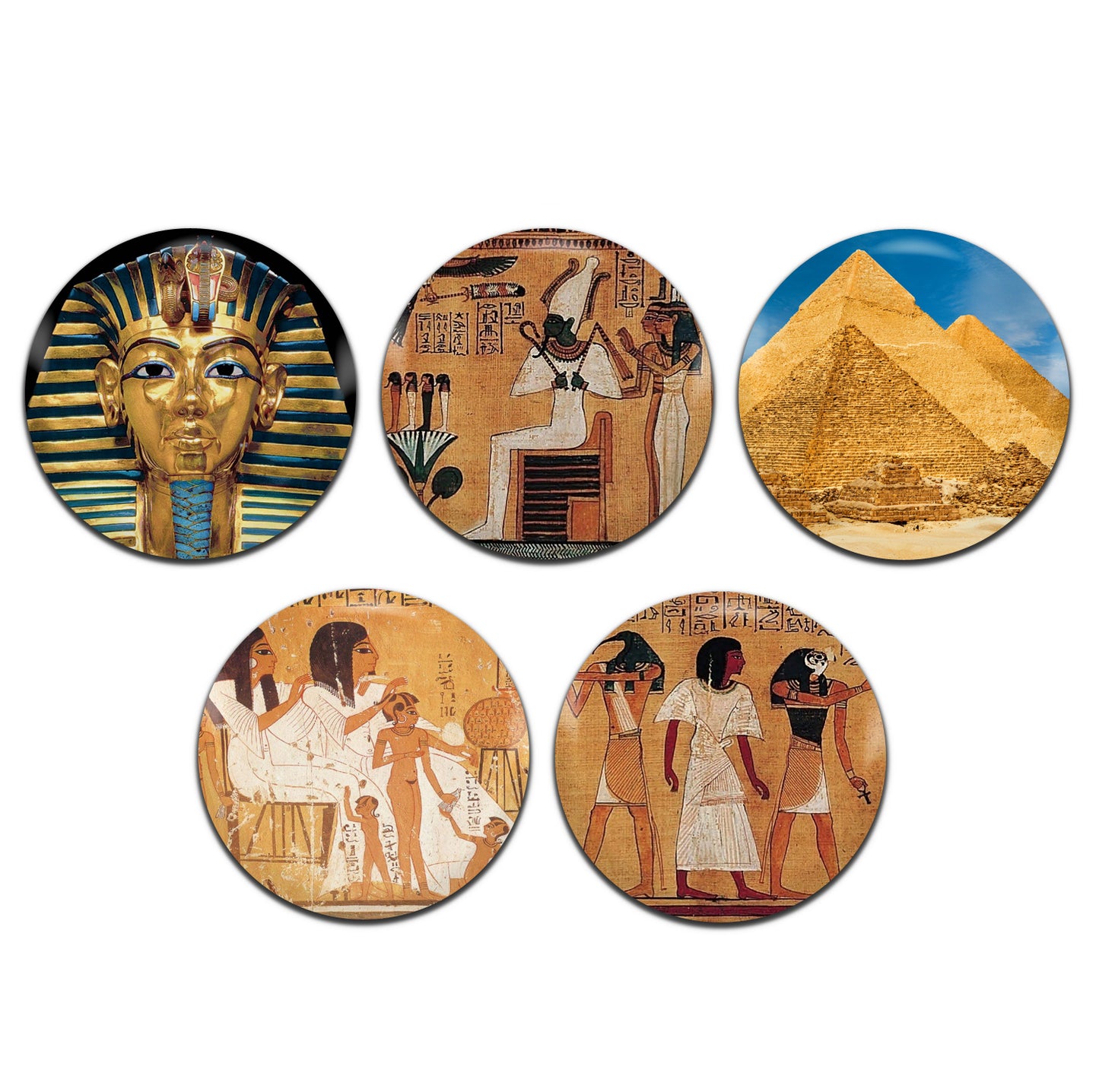 Ancient Egypt 25mm / 1 Inch D-Pin Button Badges (5x Set)