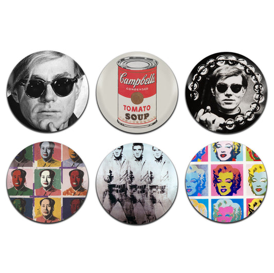 Andy Warhol Artist Pop Art 60's 25mm / 1 Inch D-Pin Button Badges (6x Set)