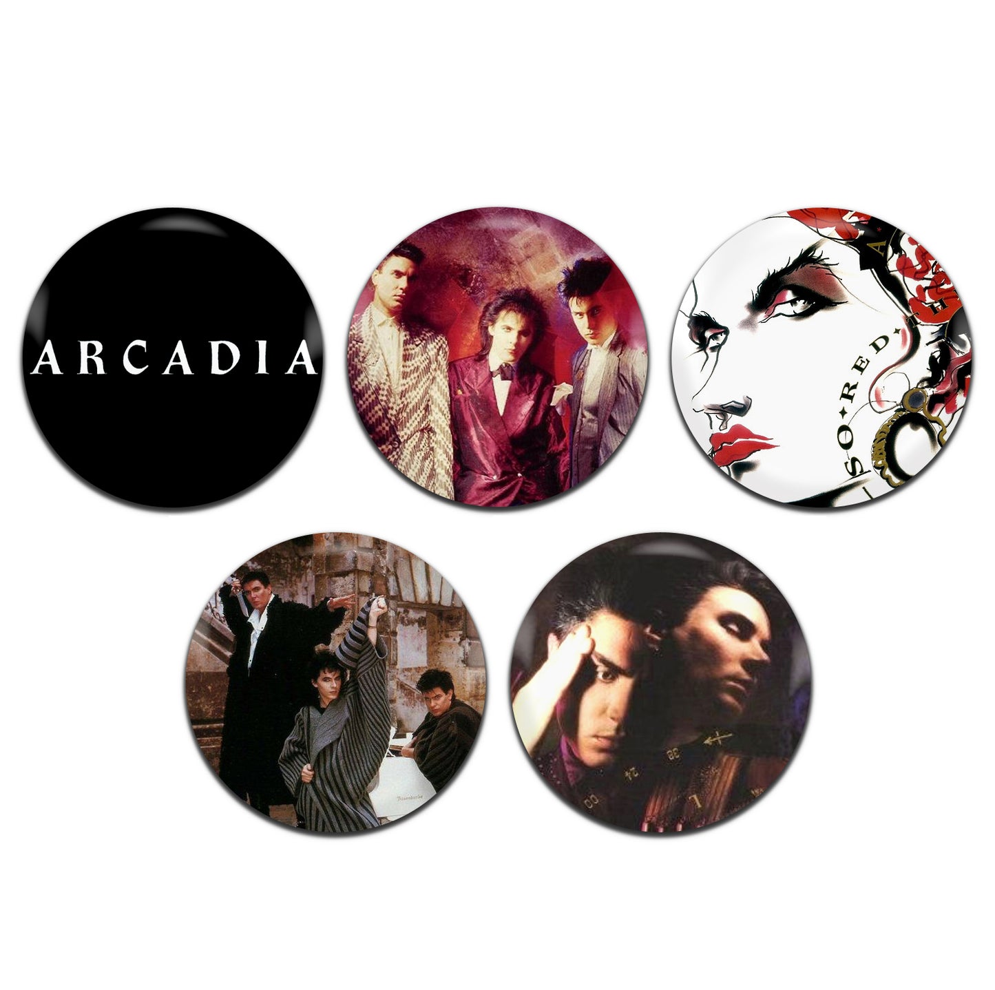 Arcadia New Wave Synth Pop Band 80's 25mm / 1 Inch D-Pin Button Badges (5x Set)