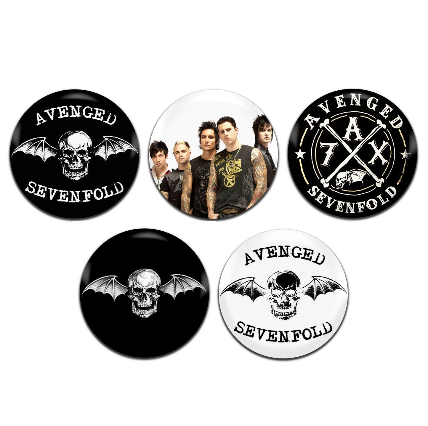 Avenged Sevenfold Heavy Metal Rock Band 00's 25mm / 1 Inch D-Pin Button Badges (5x Set)