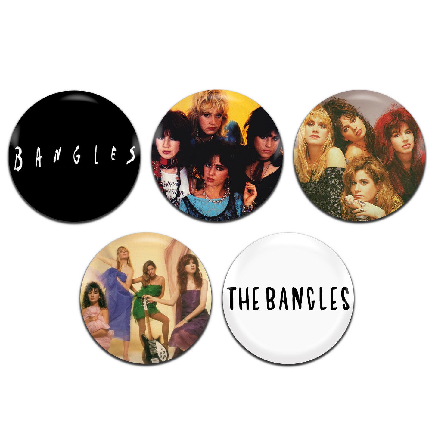 Bangles Pop Rock Band 80's 25mm / 1 Inch D-Pin Button Badges (5x Set)