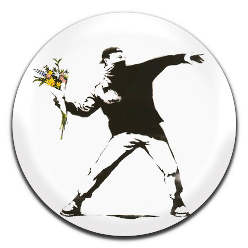 Banksy Flower Thrower Art 00's 25mm / 1 Inch D-pin Button Badge