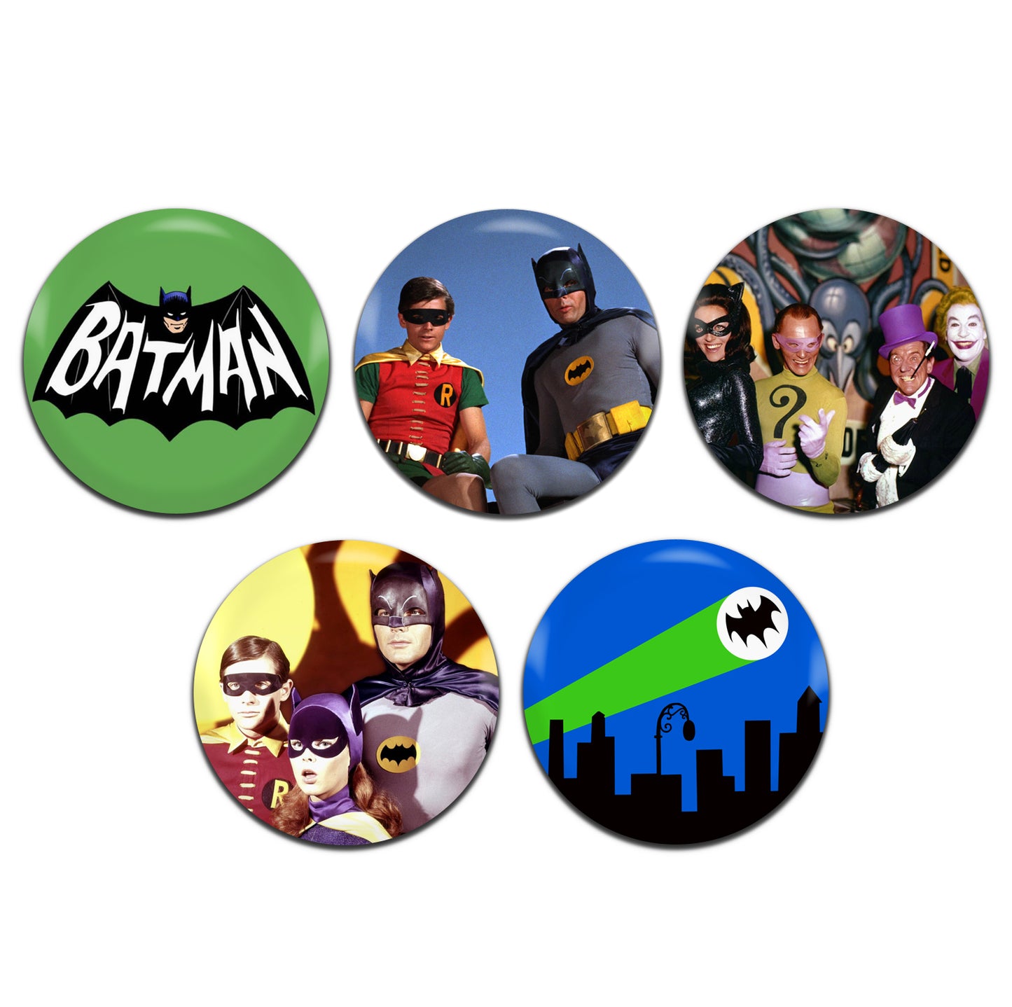 Batman Classic 60's TV Series 25mm / 1 Inch D-Pin Button Badges (5x Set)