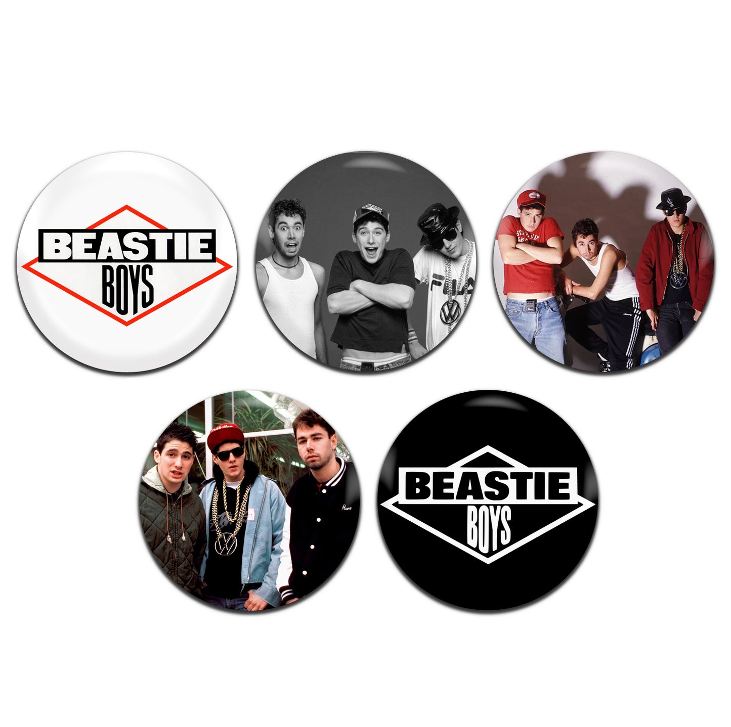 Beastie Boys Hip Hip Rap Alternative Rock 80's 90's 25mm / 1 Inch D-Pin Button Badges (5x Set)