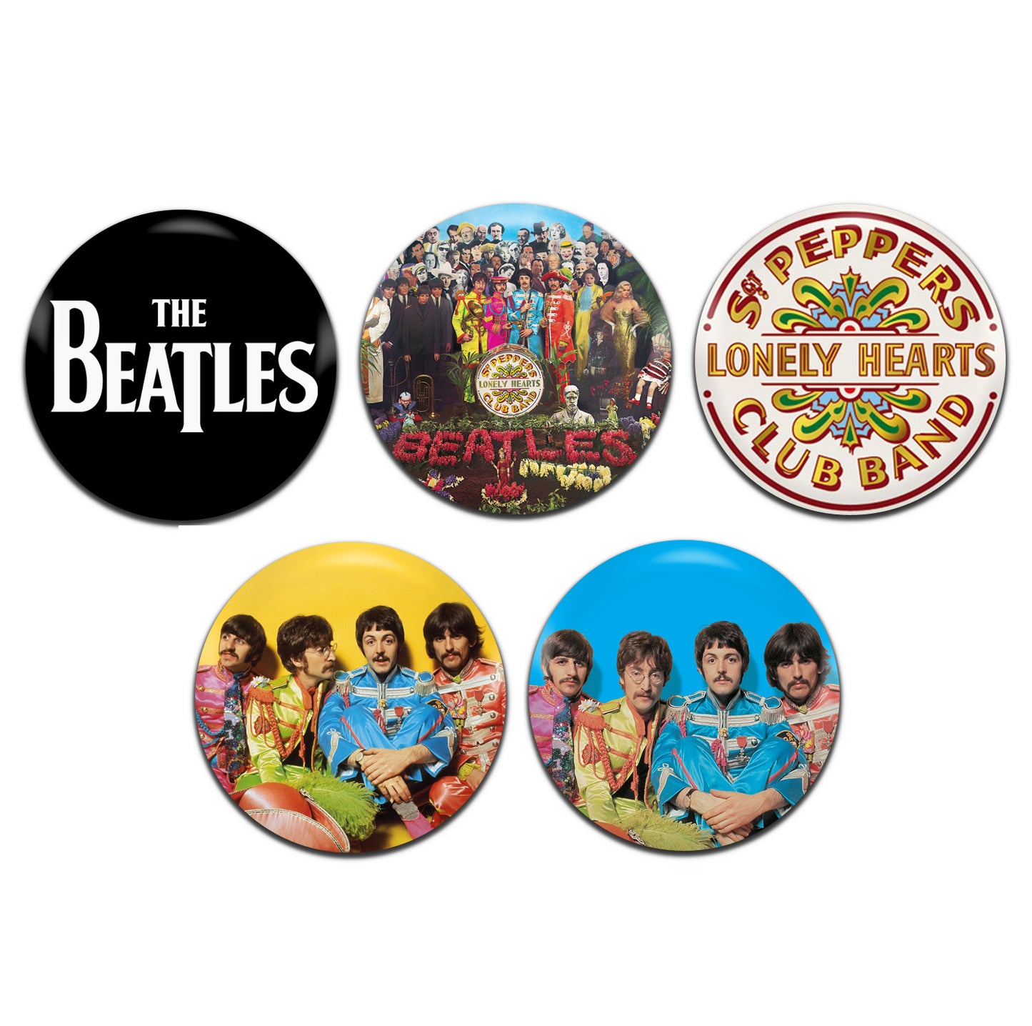 Beatles Sgt Peppers Rock Psychedelic Rock Pop 60's 25mm / 1 Inch D-Pin Button Badges (5x Set)