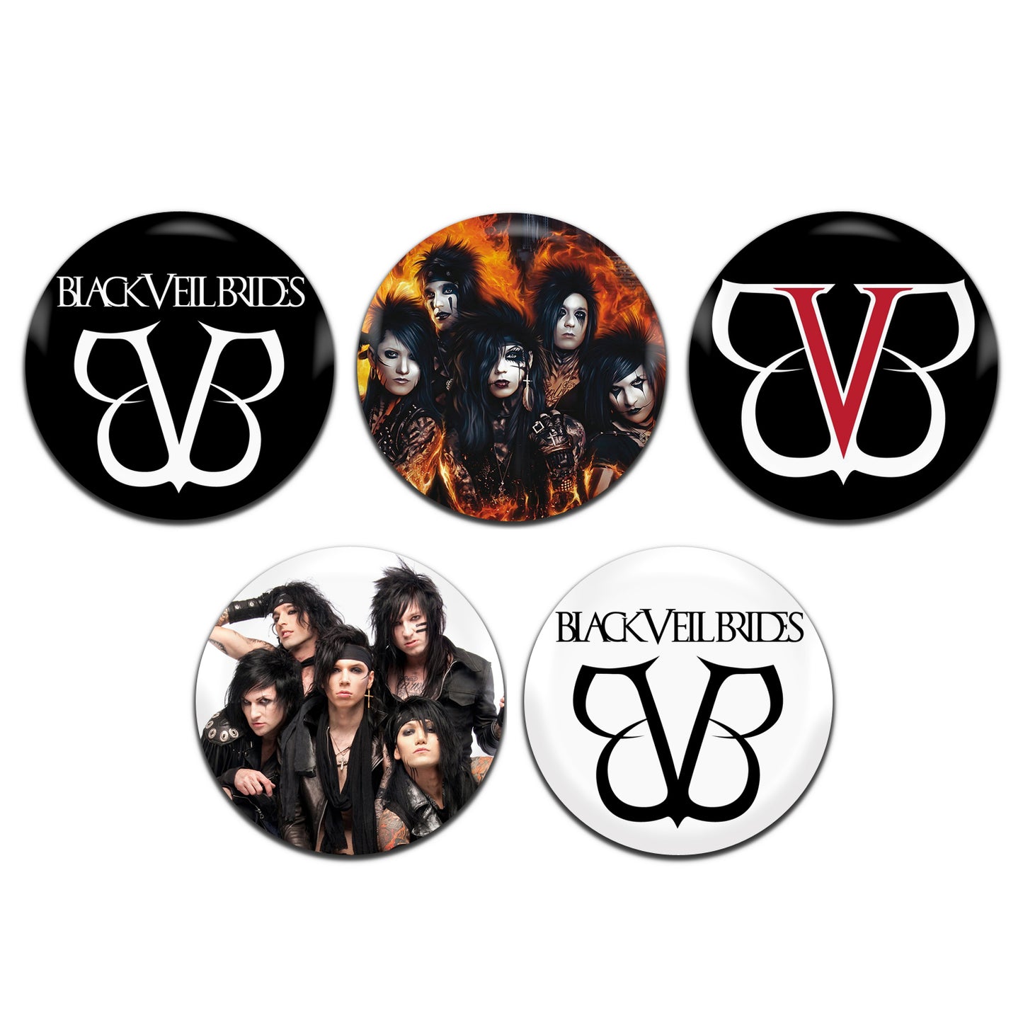 Black Veil Brides Heavy Metal Glam Rock Band 00's 25mm / 1 Inch D-Pin Button Badges (5x Set)