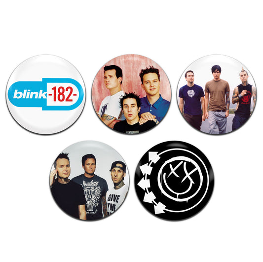 Blink-182 Pop-Punk Alternative Rock Skate Band 90's 25mm / 1 Inch D-Pin Button Badges (5x Set)