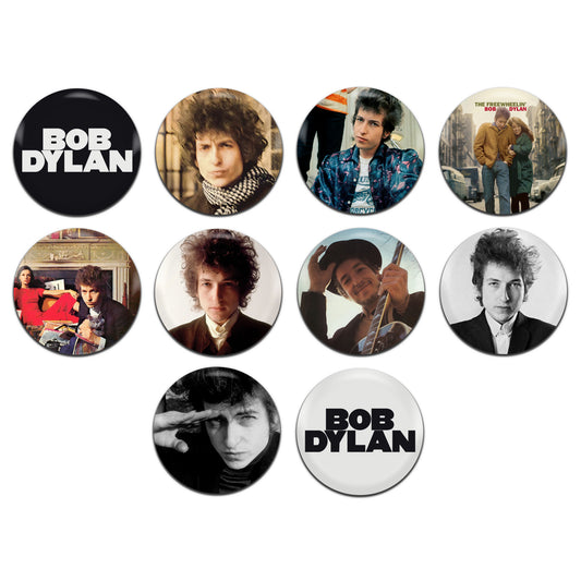 Bob Dylan Folk Rock Singer 60's 25mm / 1 Inch D-Pin Button Badges (10x Set)