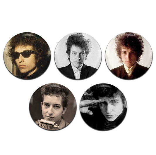 Bob Dylan Folk Rock Singer 60's 25mm / 1 Inch D-Pin Button Badges (5x Set)