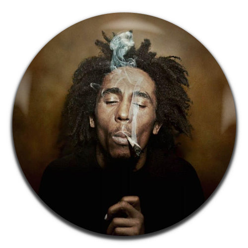 Bob Marley Smoking Reggae Singer 70's  25mm / 1 Inch D-pin Button Badge