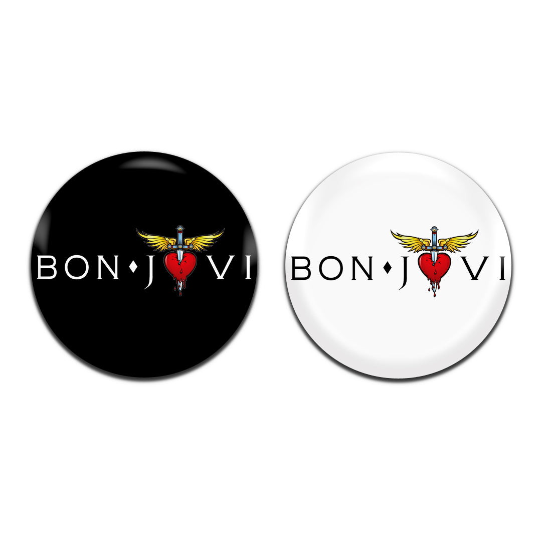 Bon Jovi Heavy Rock Glam Metal Band 80's 90's 25mm / 1 Inch D-Pin Button Badges (2x Set)