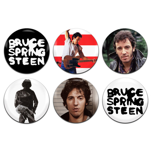 Bruce Springsteen Rock Americana Folk Singer 70's 25mm / 1 Inch D-Pin Button Badges (6x Set)