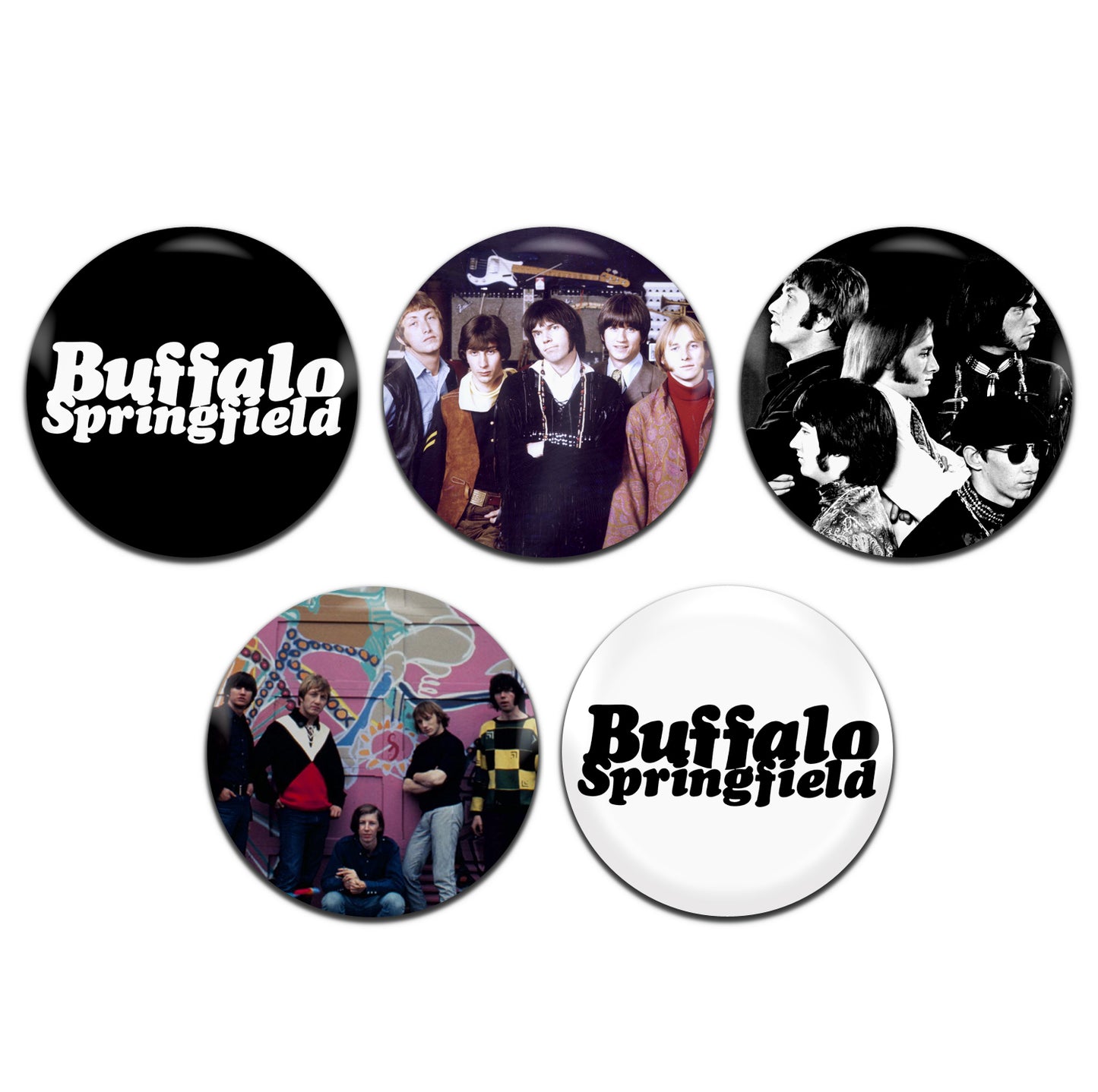 Buffalo Springfield Psychedelic Rock Band Country Folk 60's 25mm / 1 Inch D-Pin Button Badges (5x Set)