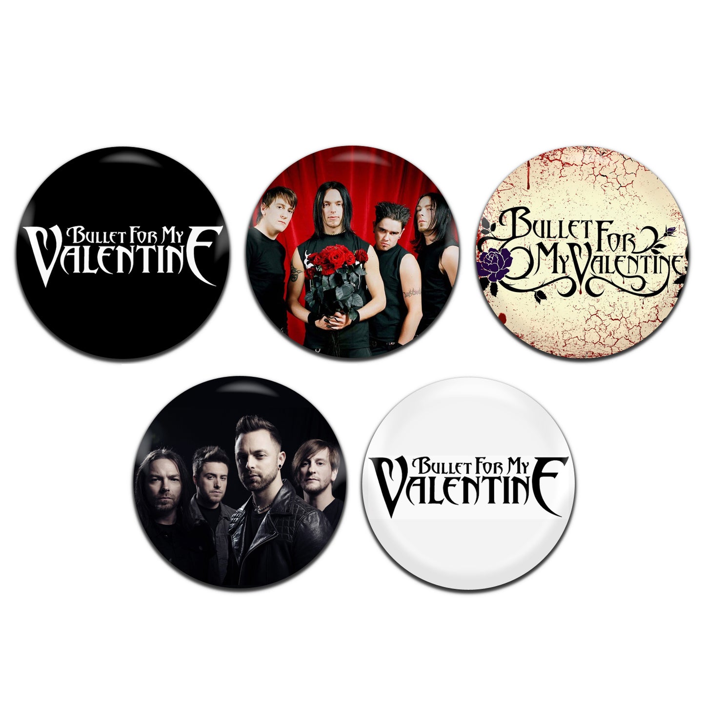 Bullet For My Valentine Metalcore Heavy Metal Rock Band 00's 25mm / 1 Inch D-Pin Button Badges (5x Set)