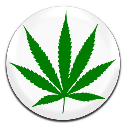 Cannabis Leaf Weed White 25mm / 1 Inch D-pin Button Badge