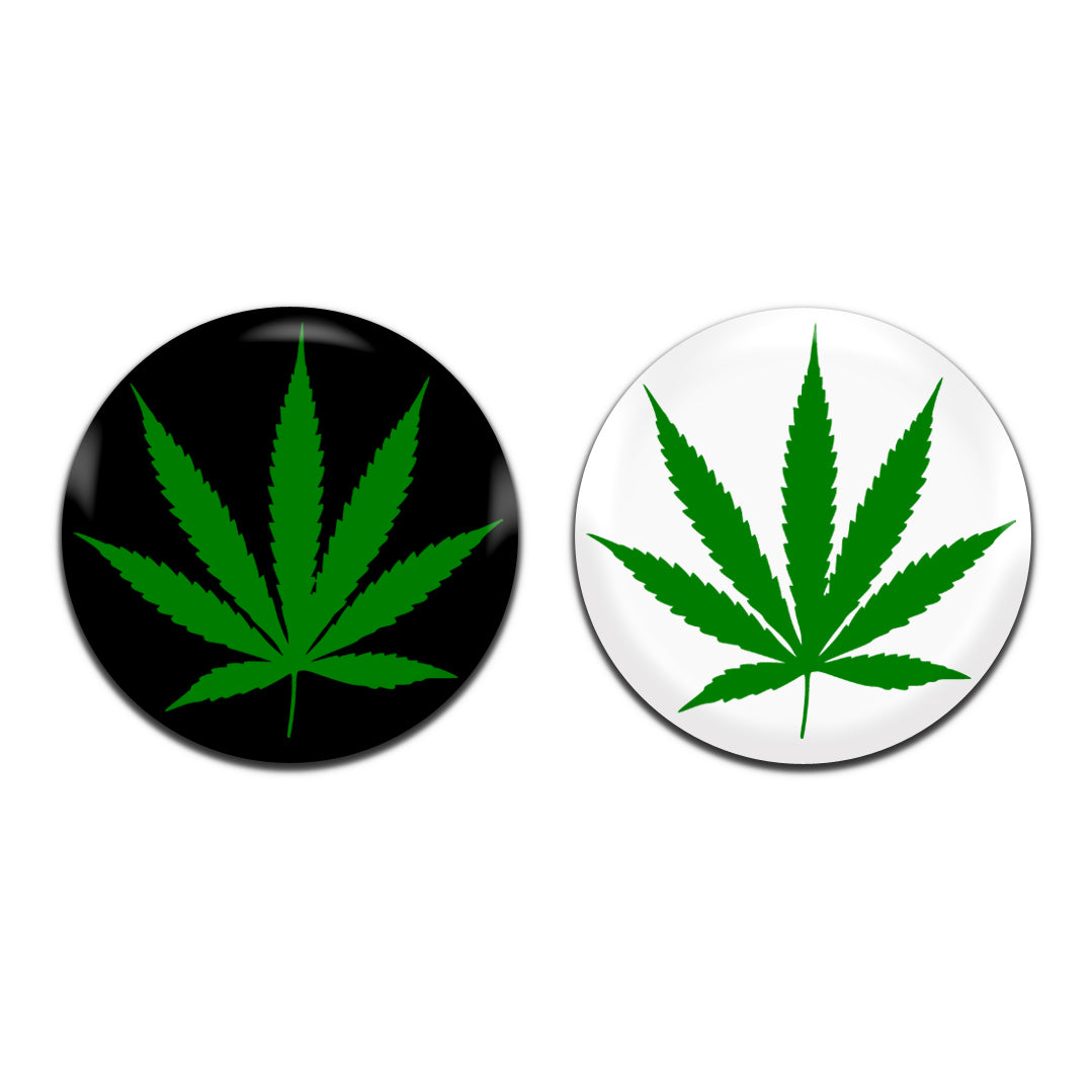Cannabis Weed Leaf  25mm / 1 Inch D-Pin Button Badges (2x Set)
