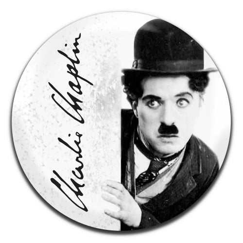 Charlie Chaplin with Signature Movie Actor 20's 30's 40's 25mm / 1 Inch D-pin Button Badge