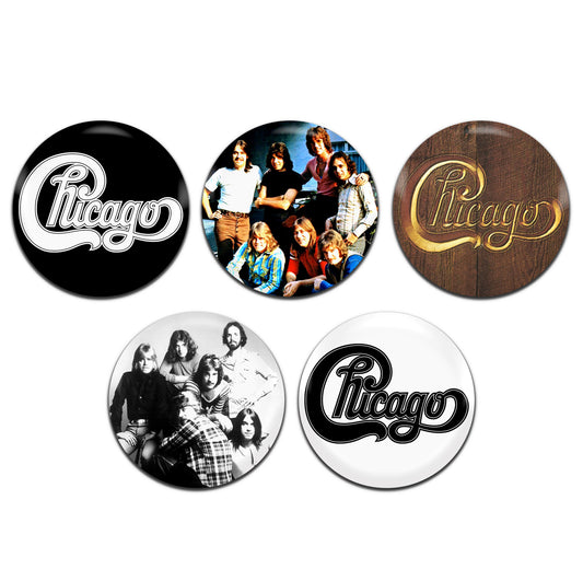 Chicago Rock Band Pop 70's 25mm / 1 Inch D-Pin Button Badges (5x Set)