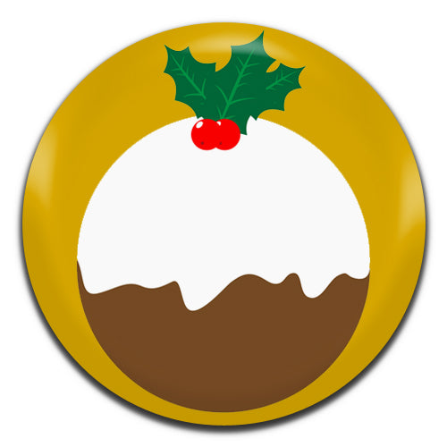 Christmas Pudding Yellow 25mm / 1 Inch D-pin Button Badge