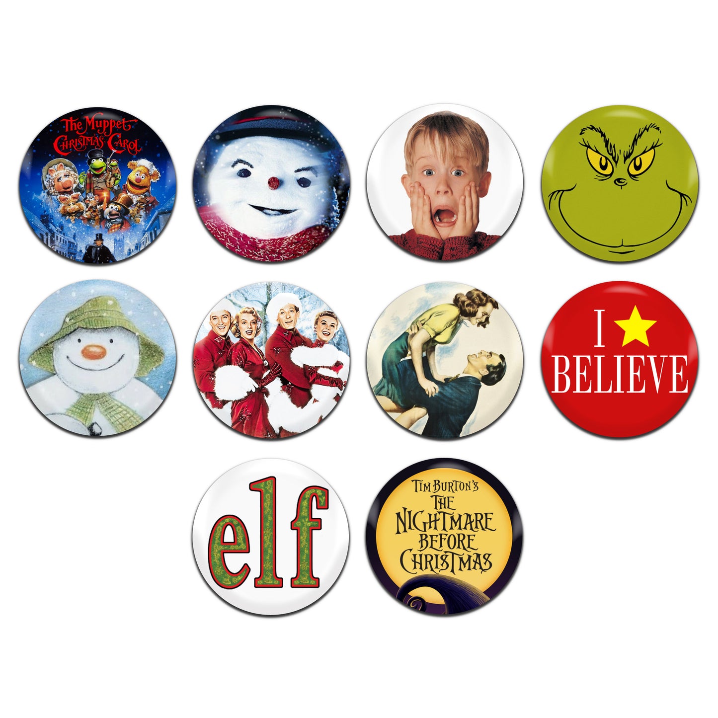 Christmas Movies Films 25mm / 1 Inch D-Pin Button Badges (10x Set)