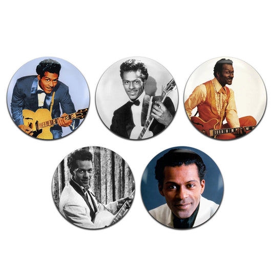 Chuck Berry Chuck Berry Rock And Roll Singer 50's 60's 25mm / 1 Inch D-Pin Button Badges (5x Set)