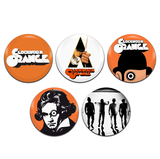 A Clockwork Orange Movie Film 70's  25mm / 1 Inch D-Pin Button Badges (5x Set)