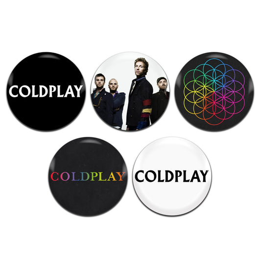Coldplay Indie Rock Pop Band 90's 00's 25mm / 1 Inch D-Pin Button Badges (5x Set)