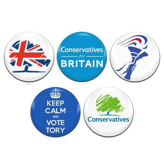 Conservative Party Tory Politics 25mm / 1 Inch D-Pin Button Badges (5x Set)