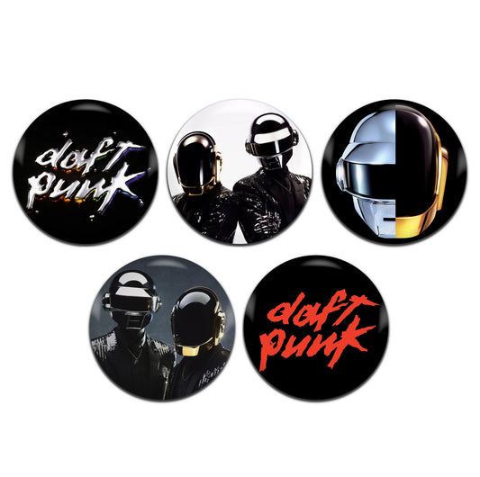 Daft Punk Electronic French House Synth Pop Dance Rock 90's 00's Band 25mm / 1 Inch D-Pin Button Badges (5x Set)