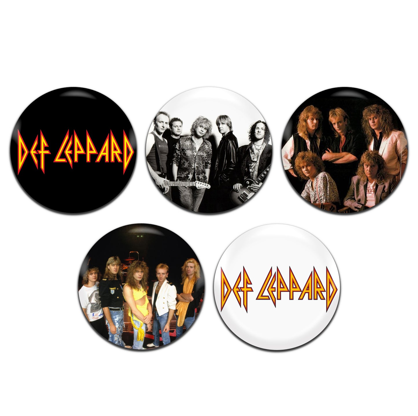 Def Leppard Heavy Rock Glam Metal Band 70's 80's 25mm / 1 Inch D-Pin Button Badges (5x Set)