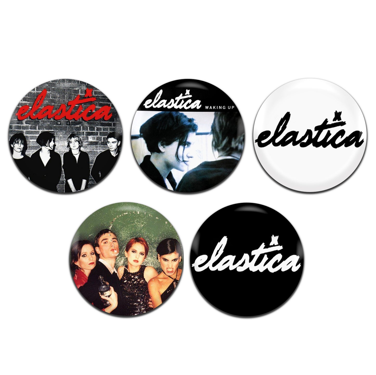 Elastica Indie Rock Band Brit-Pop 90's 25mm / 1 Inch D-Pin Button Badges (5x Set)