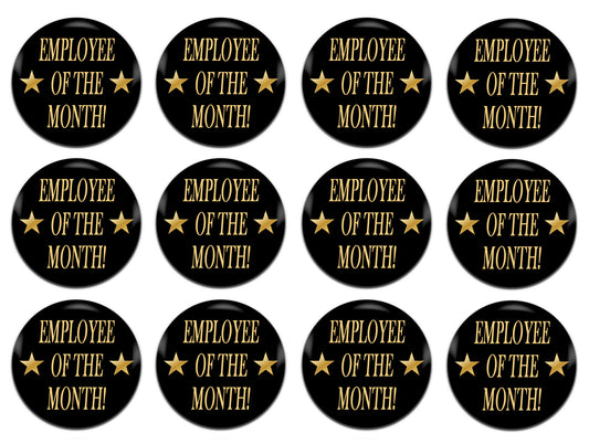 Employee Of The Month 25mm / 1 Inch D-Pin Button Badges (12x  Set)