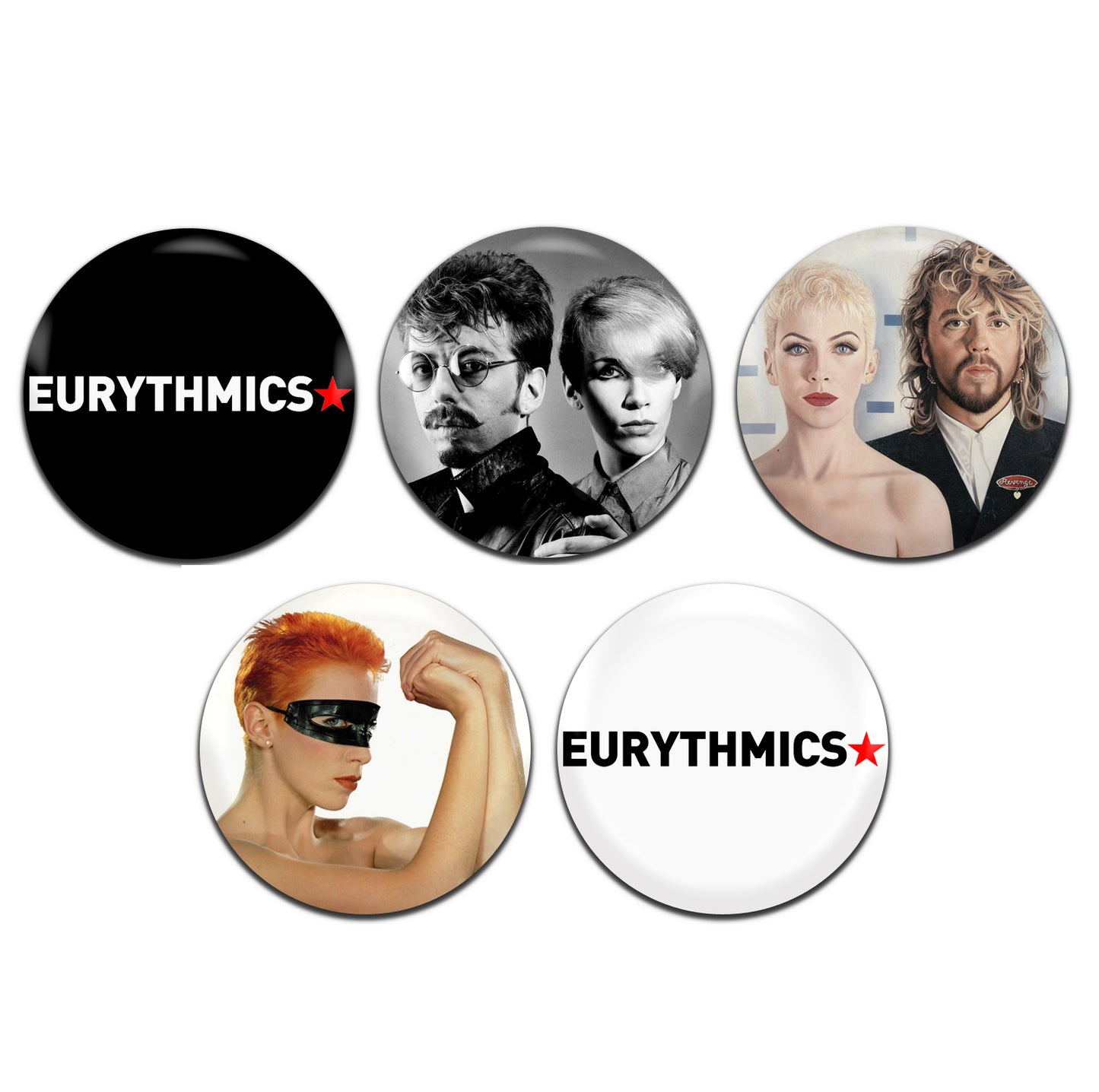 Eurythmics Synth Pop New Wave Pop 80's 25mm / 1 Inch D-Pin Button Badges (5x Set)