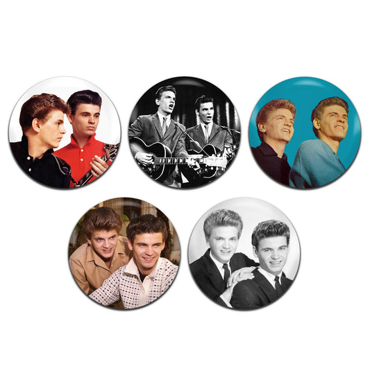 Everly Brothers Rock And Roll 50's 60's 25mm / 1 Inch D-Pin Button Badges (5x Set)
