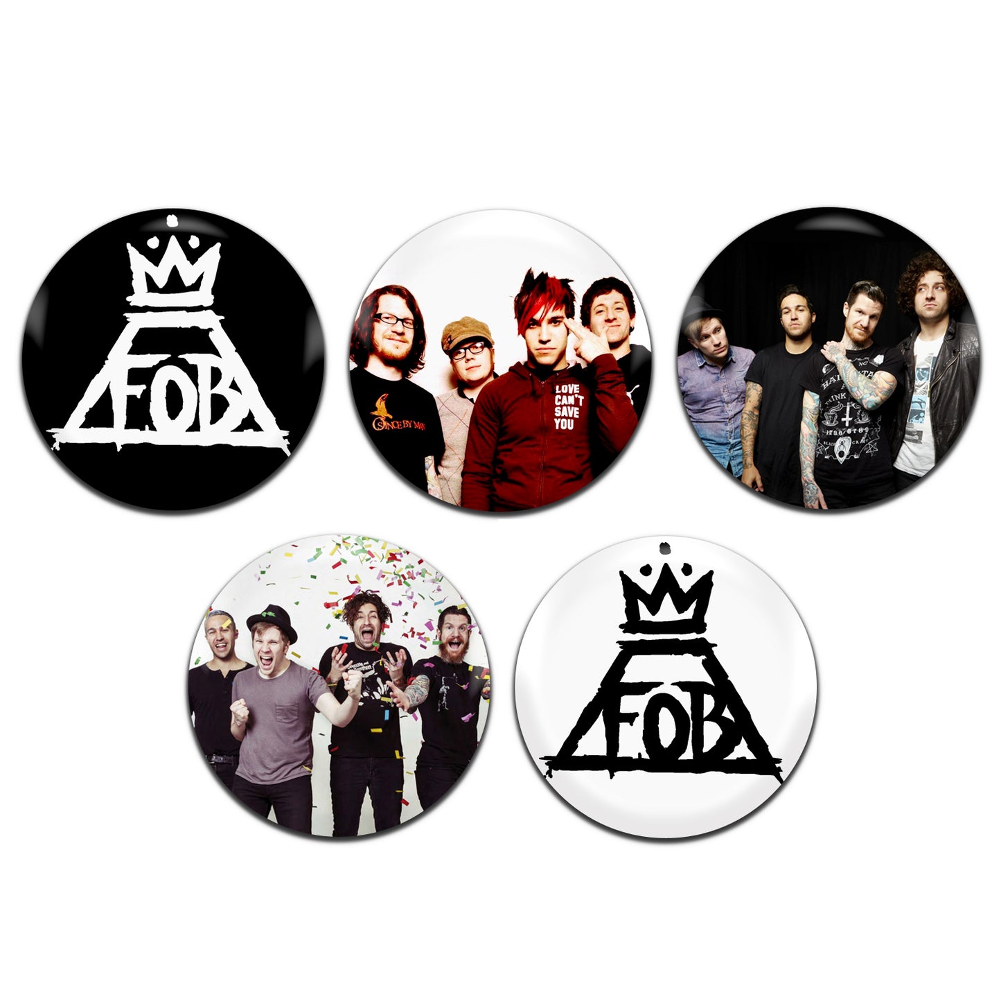 Fall Out Boy Rock Emo Pop Punk Band 00's 25mm / 1 Inch D-Pin Button Badges (5x Set)
