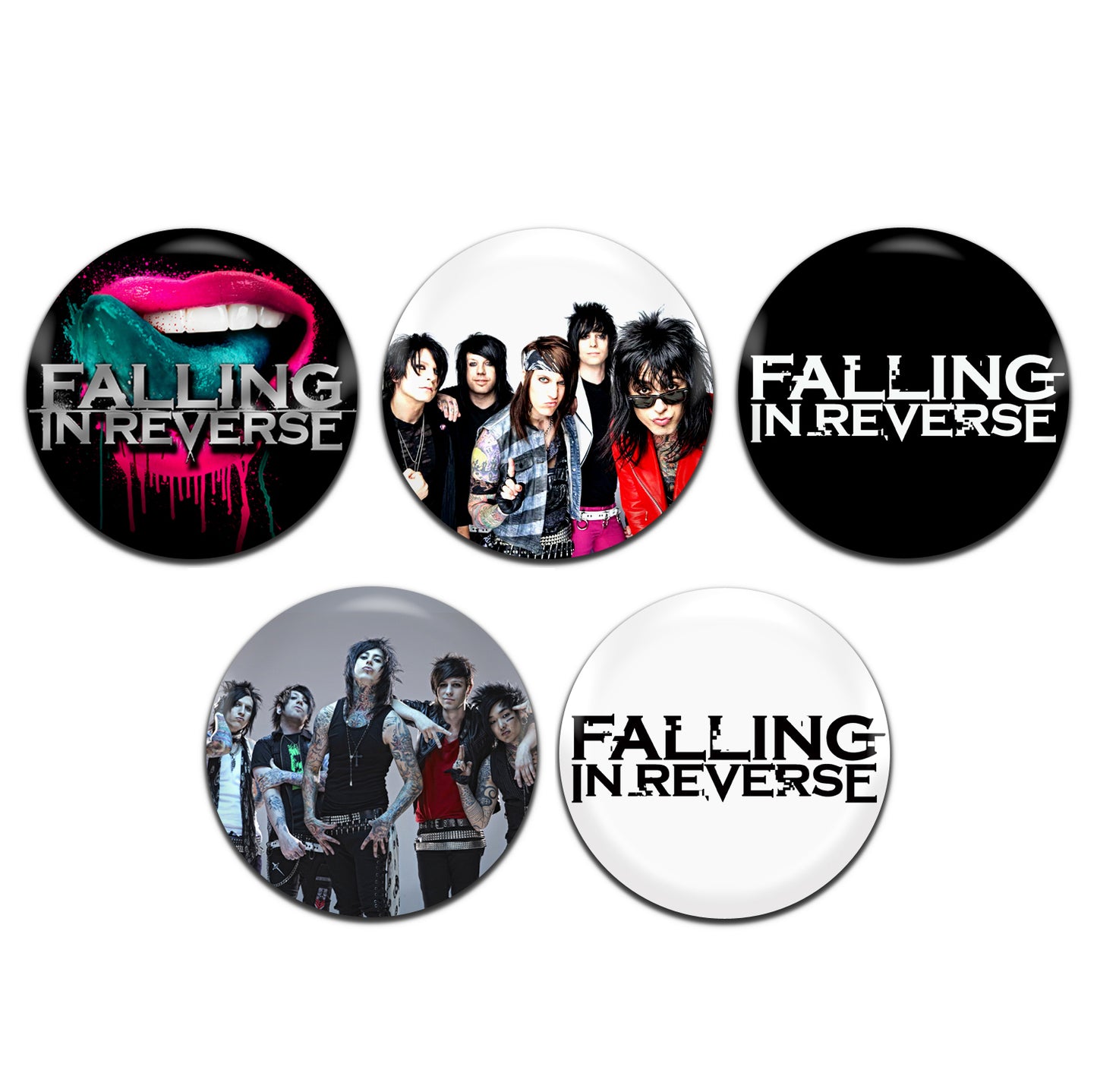 Falling In Reverse Metalcore Post Hardcore Rock Metal Band 00's 25mm / 1 Inch D-Pin Button Badges (5x Set)