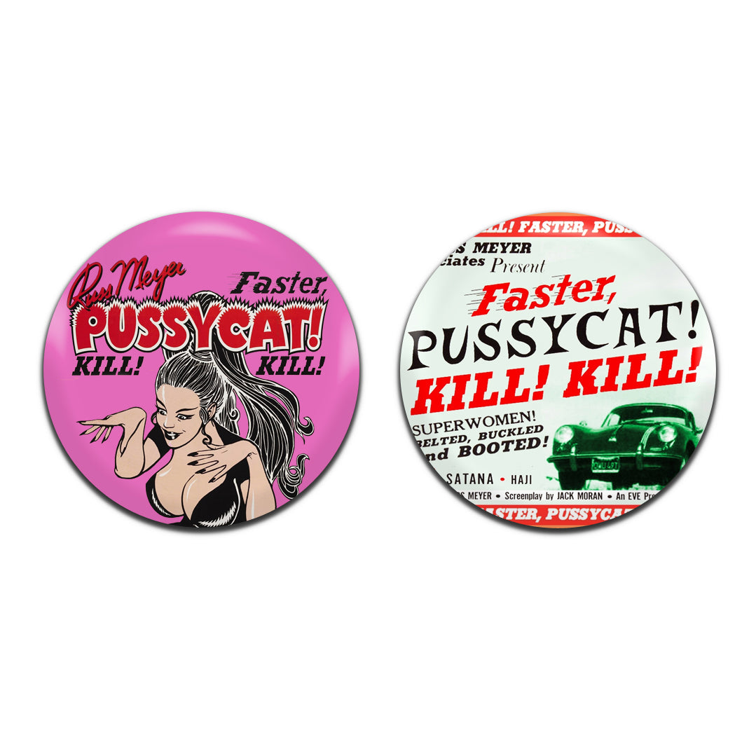 Faster Pussycat Kill Kill Movie Film 60's 25mm / 1 Inch D-Pin Button Badges (2x Set)