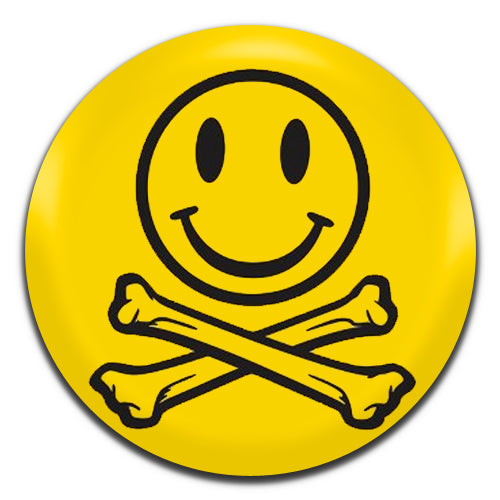 Fat Boy Slim Smiley Crossbones Electonic Acid House 90's 00's 25mm / 1 Inch D-pin Button Badge