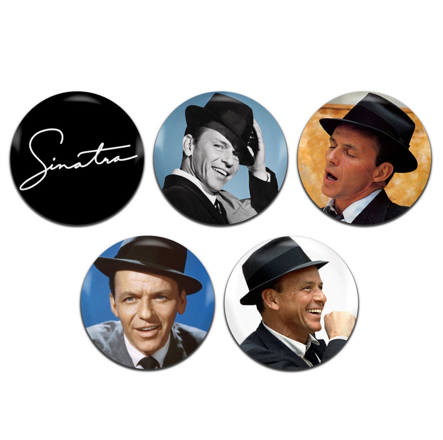 Frank Sinatra Singer Actor 40's 50's 60's 25mm / 1 Inch D-Pin Button Badges (5x Set)