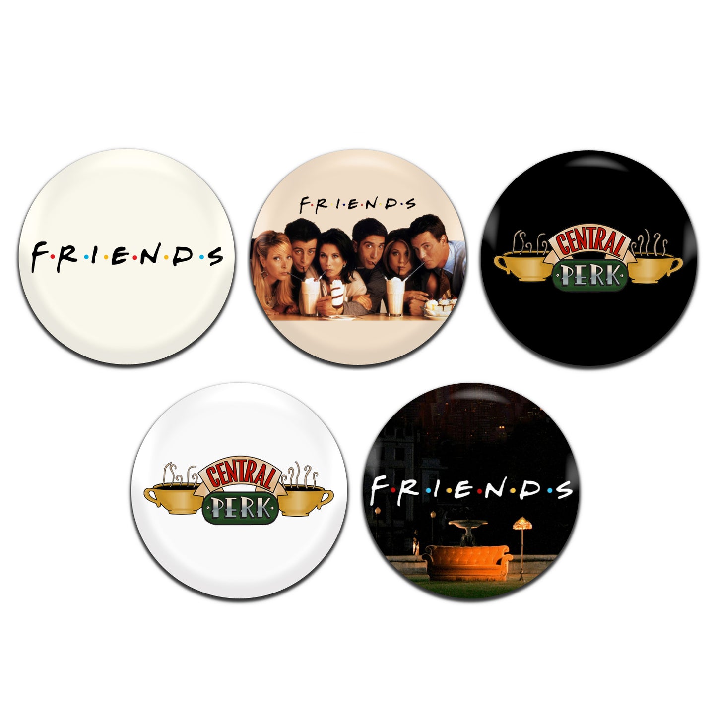 Friends TV Series 90's 25mm / 1 Inch D-Pin Button Badges (5x Set)