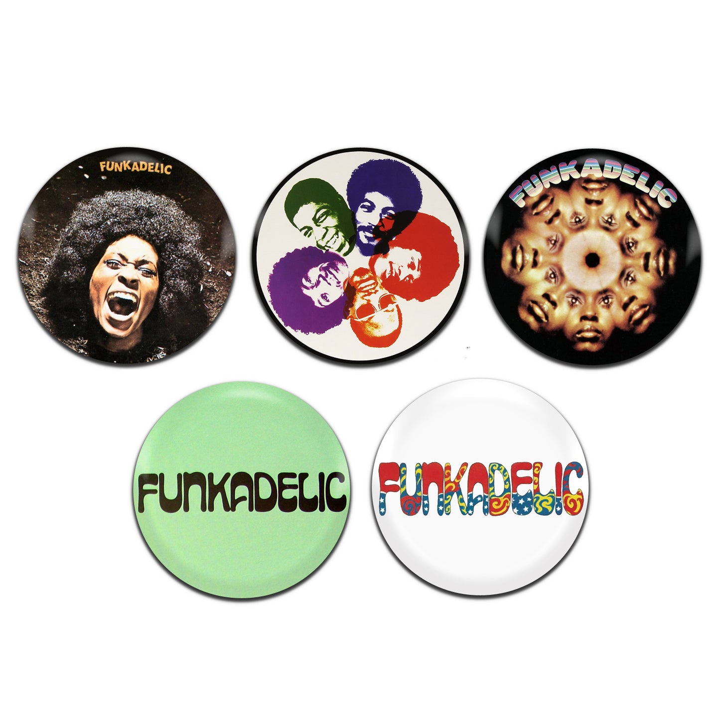 Funkadelic Funk Psychedelic Rock Band 70's 25mm / 1 Inch D-Pin Button Badges (5x Set)