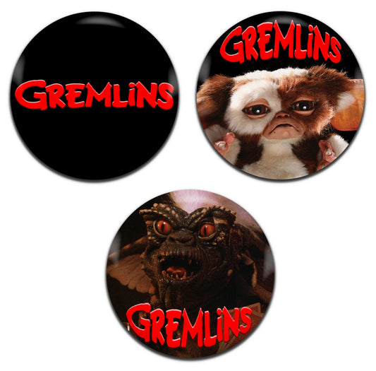Gremlins Movie Comedy Horror Film 80's 25mm / 1 Inch D-Pin Button Badges (3x Set)