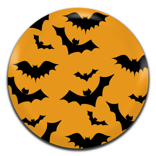 Bats Spooky Halloween Orange Black 25mm / 1 Inch D-pin Button Badge