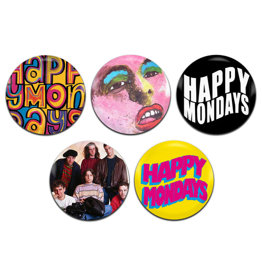 Happy Mondays Indie Dance Madchester Band 80's 90's 25mm / 1 Inch D-Pin Button Badges (5x Set)